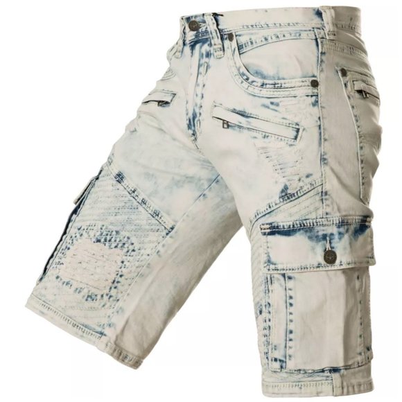 AFFLICTION HUNTER FALLEN FULTON DENIM SHORTS Biker - Picture 2 of 12